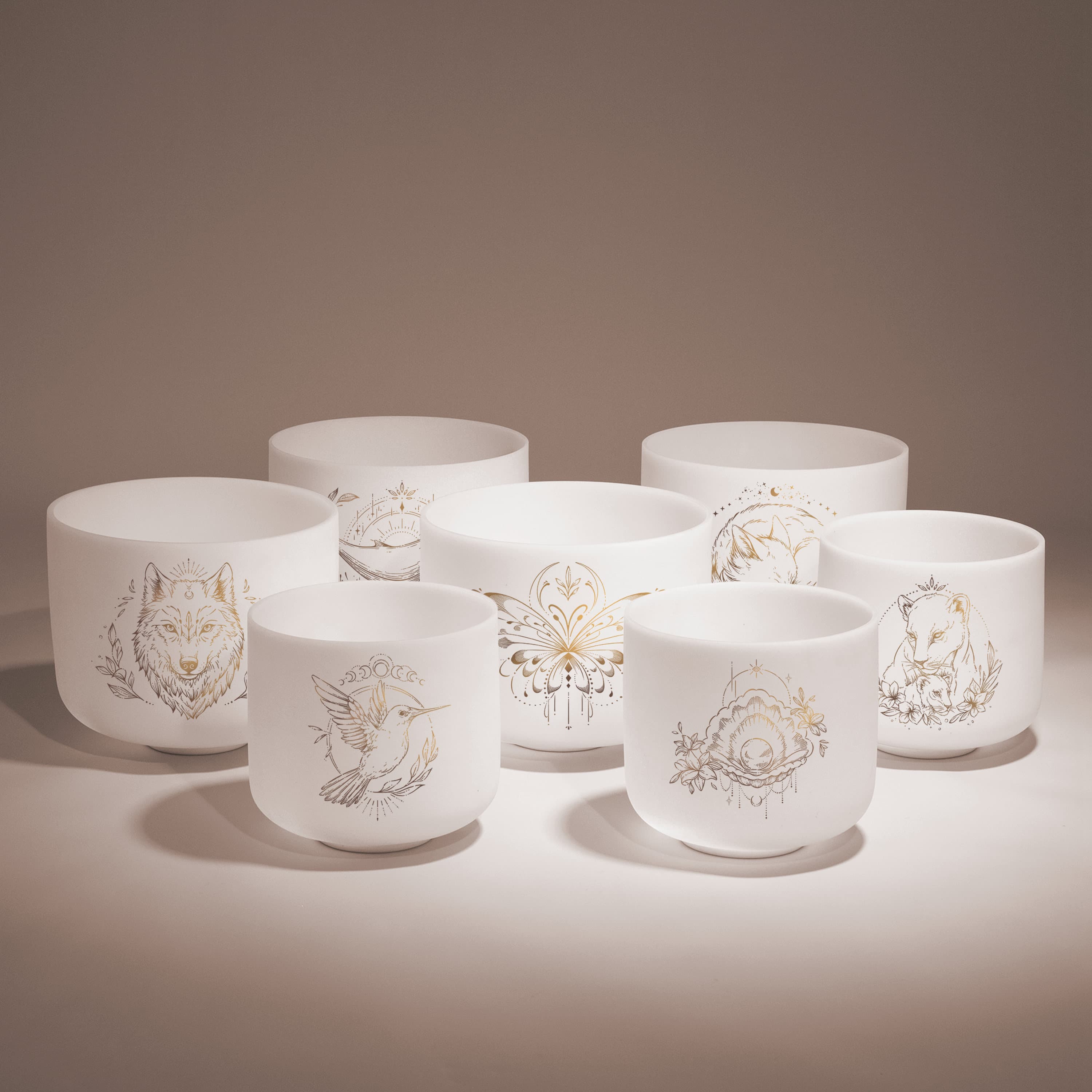 TOPFUND 8-10 inch Malady of Nature Chakra Set of 7 Crystal Singing Bowls - TOPFUND Crystal Singing Bowl